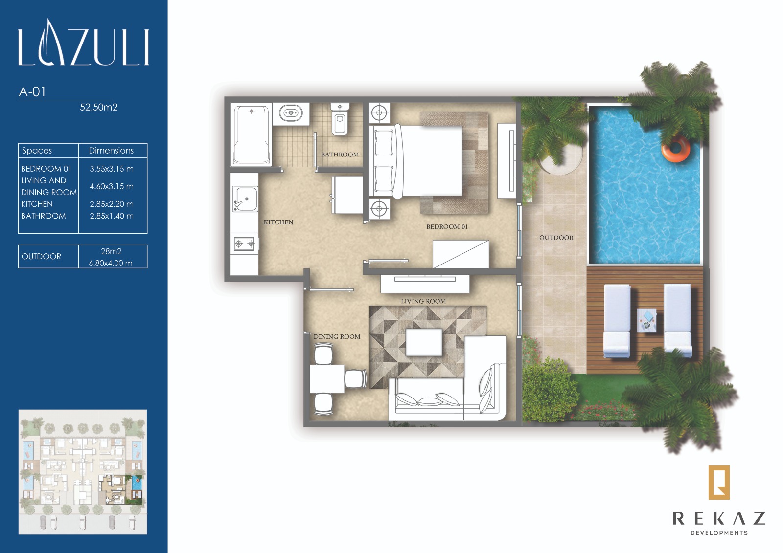 1514 1-Bedroom Apartment with Private Pool at Lazuli Compound